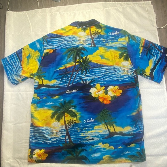 Ali's Hawaiian Shirt XL – Blue Tropical Aloha Button Down Vintage Style - Picture 7 of 8